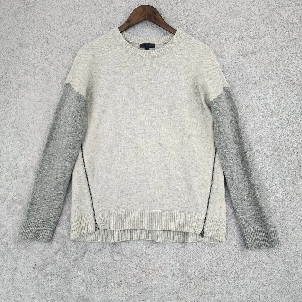 J. Crew Womens 100% Wool Sweater With Side Zippers Size S 25PT